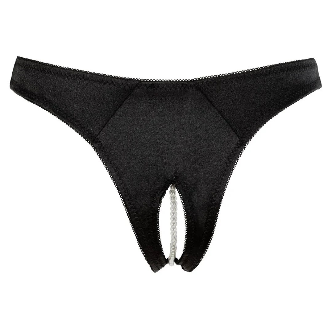 Slip ouvert mit Stickerei und Perlenkette im Schritt