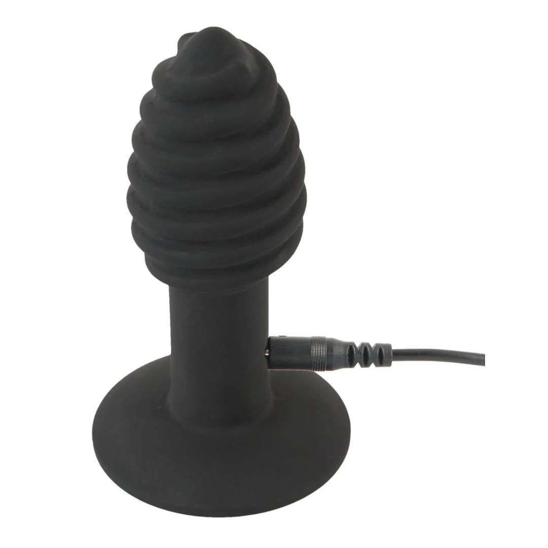 Vibro-Analplug mit ausgeprägter Rillenstruktur