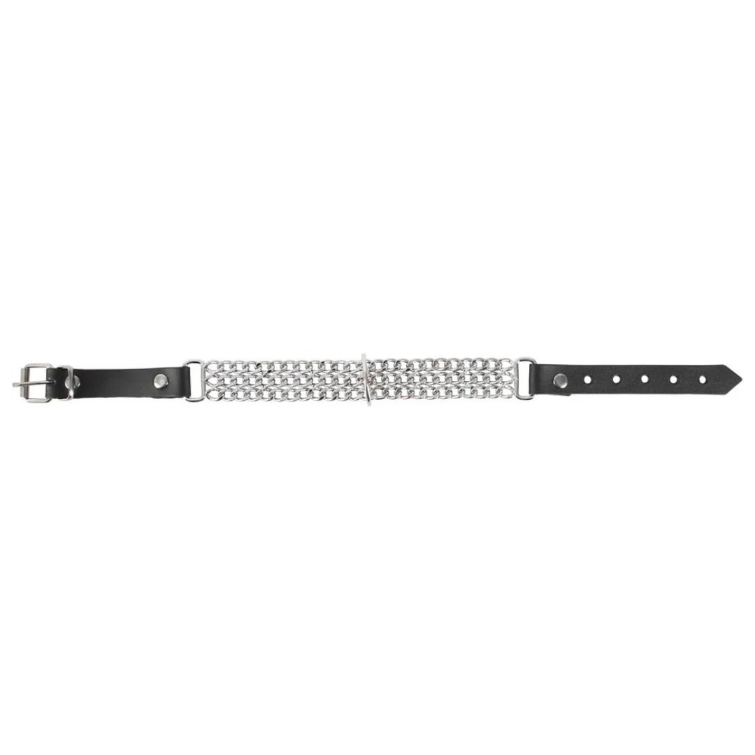 Leder-Halsfessel mit Metallketten