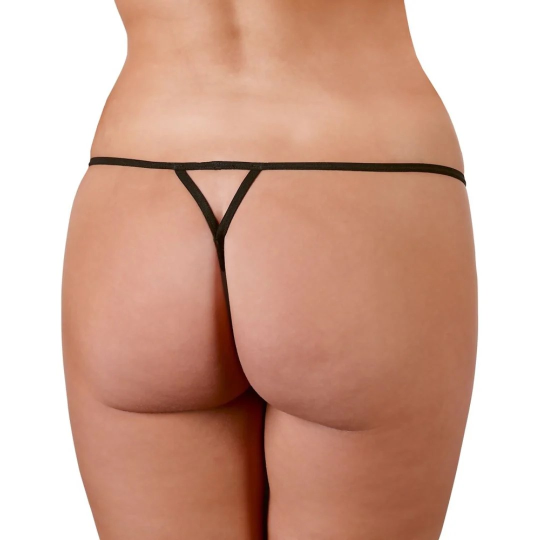 String mit Perlenverzierung und Riemchen
