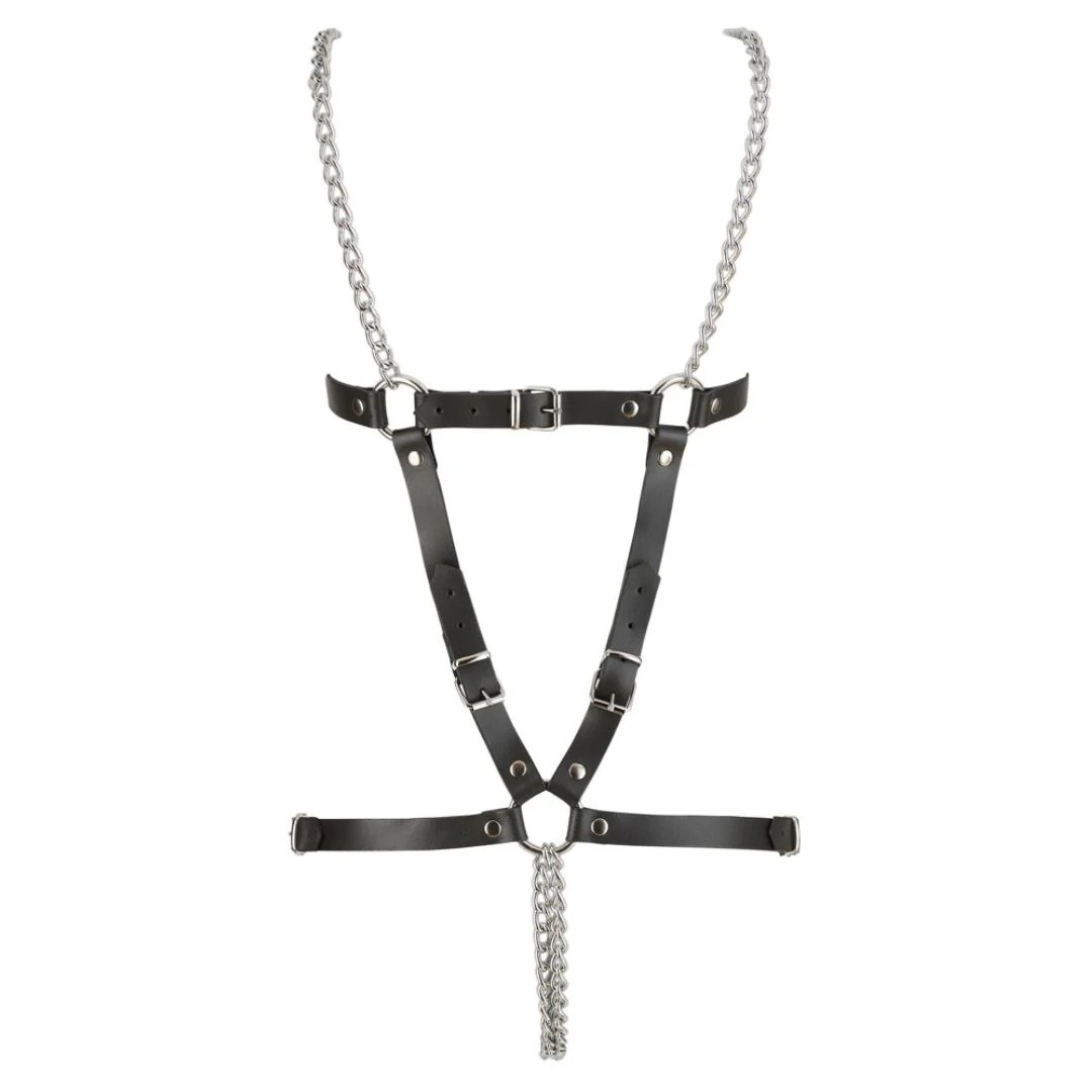 Leder-Harness mit Metallketten im Schritt