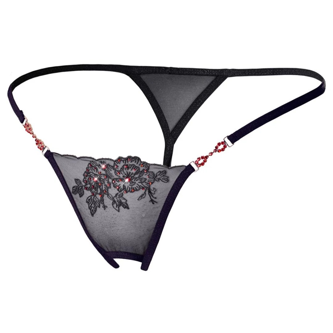 String ouvert mit roten Strasselementen