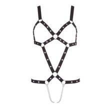 Harness mit Nieten und zwei Schrittketten Harness mit Nieten und zwei Schrittketten