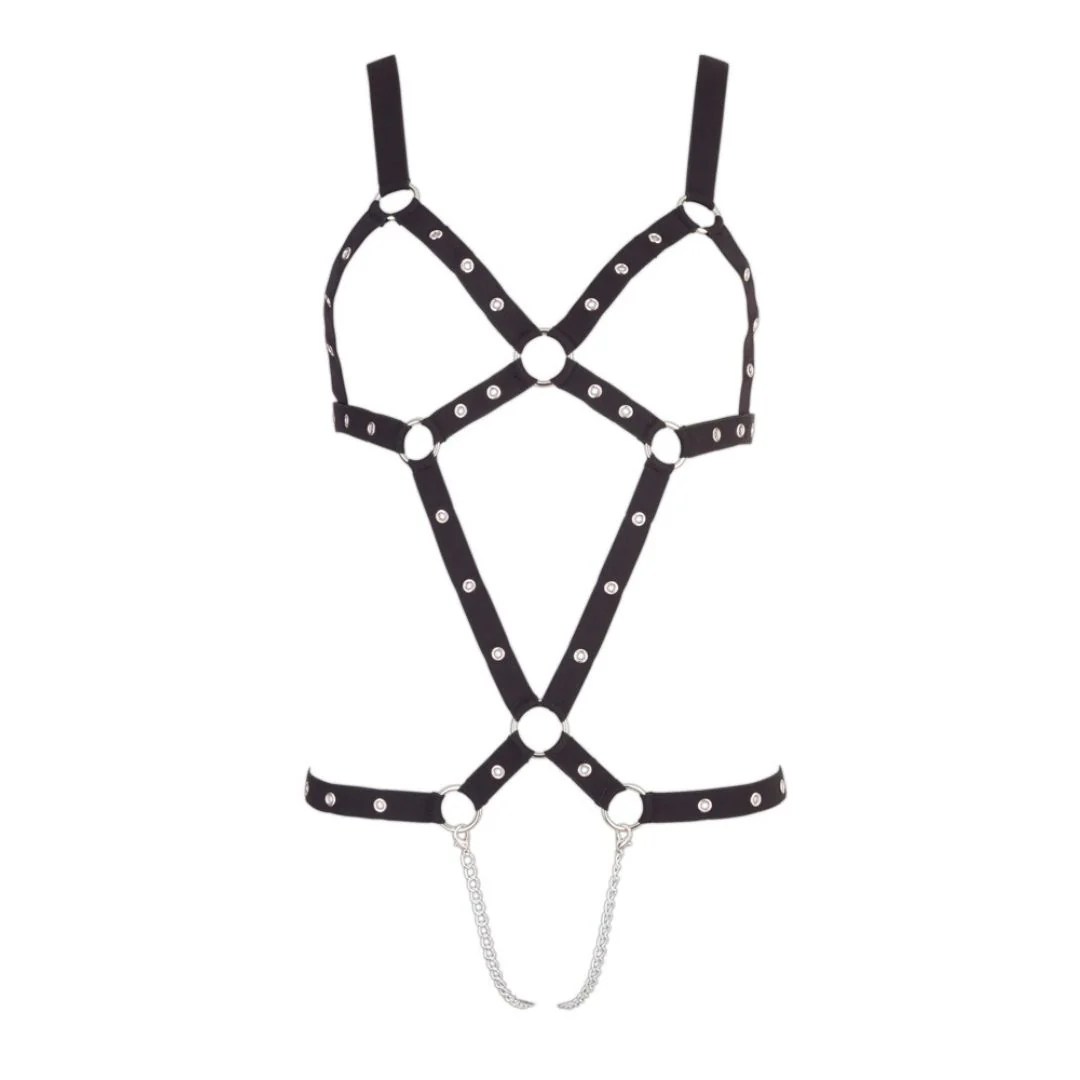 Harness mit Nieten und zwei Schrittketten