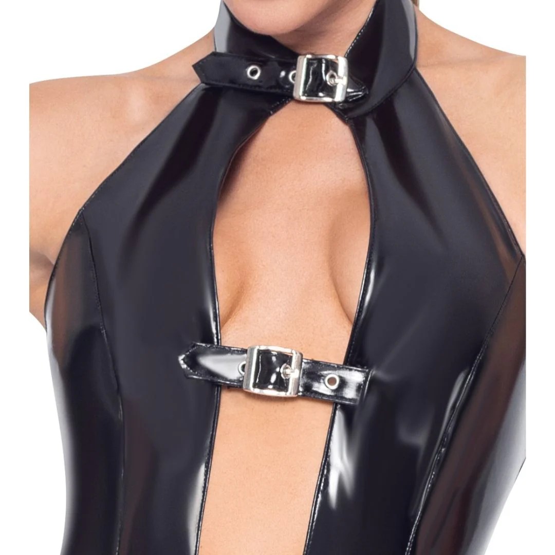 Straps-Body aus Lack mit Zierschnallen in der Front