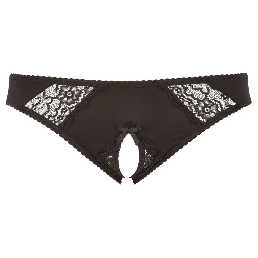 Slip ouvert mit Spitze und Zierschleife