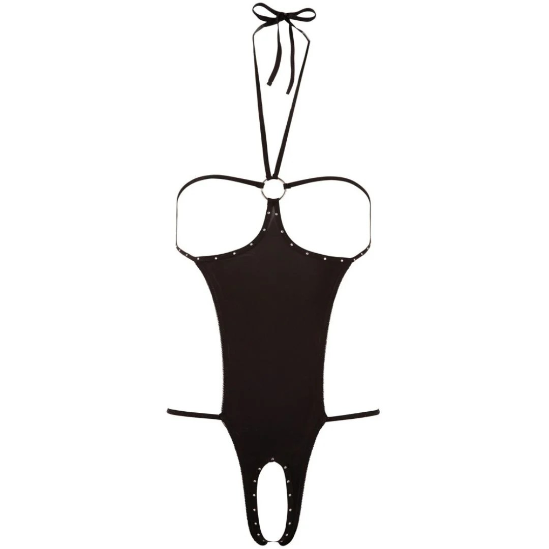 Body ouvert mit offenen Cups und Strassverzierungen