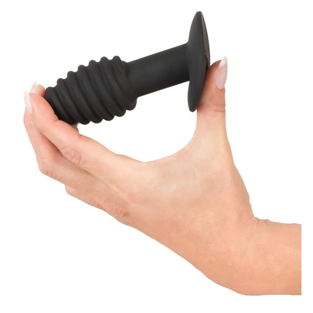 Vibro-Analplug mit ausgeprägter Rillenstruktur