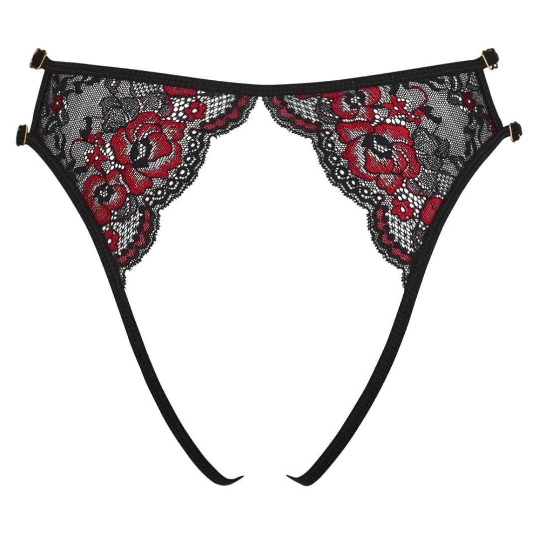 Slip ouvert mit floraler Spitze und verstellbaren Bändern