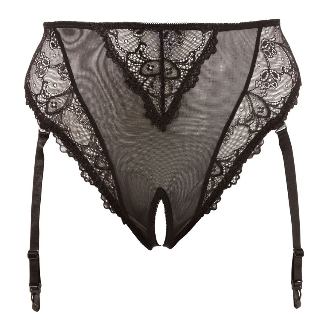 Straps-Slip ouvert mit Spitzen-Taillenbund
