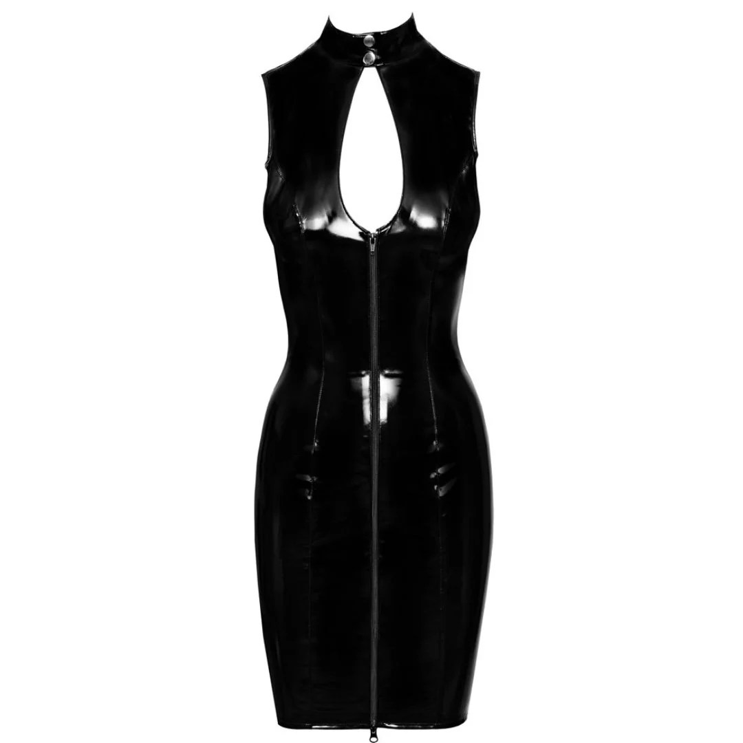 Lack-Minikleid mit 2-Wege-Front-Reißverschluss
