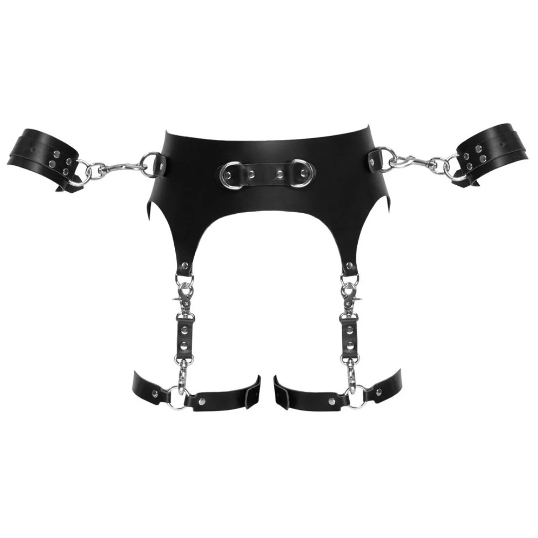 Leder-Strapsgurt mit Hand- und Oberschenkelfesseln