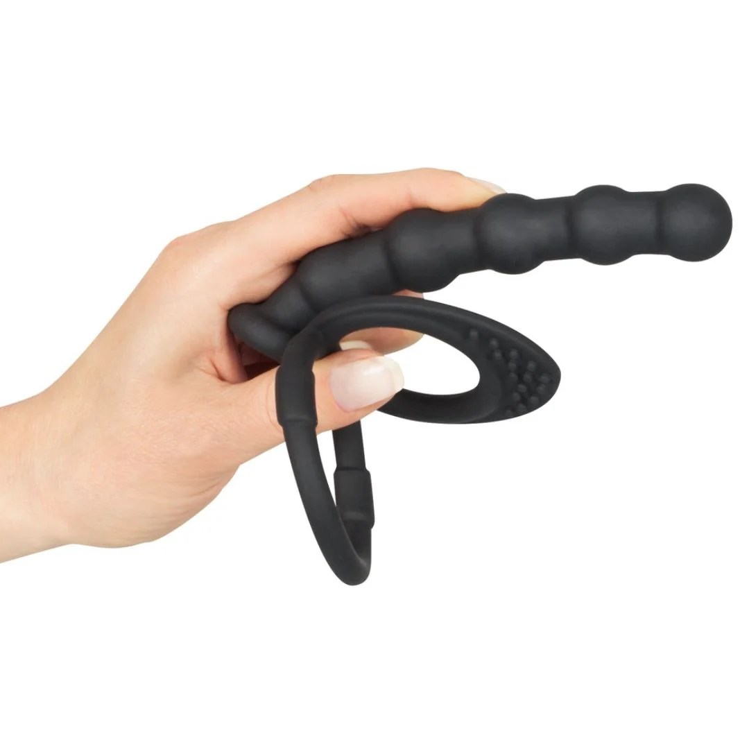 Penis-/Hodenring mit Analdildo