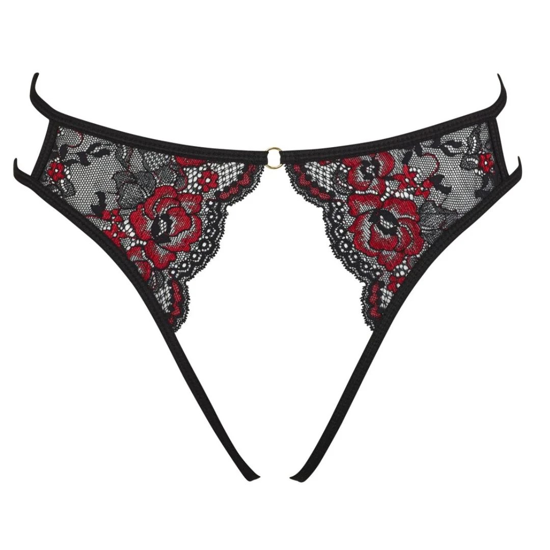 Slip ouvert mit floraler Spitze und verstellbaren Bändern