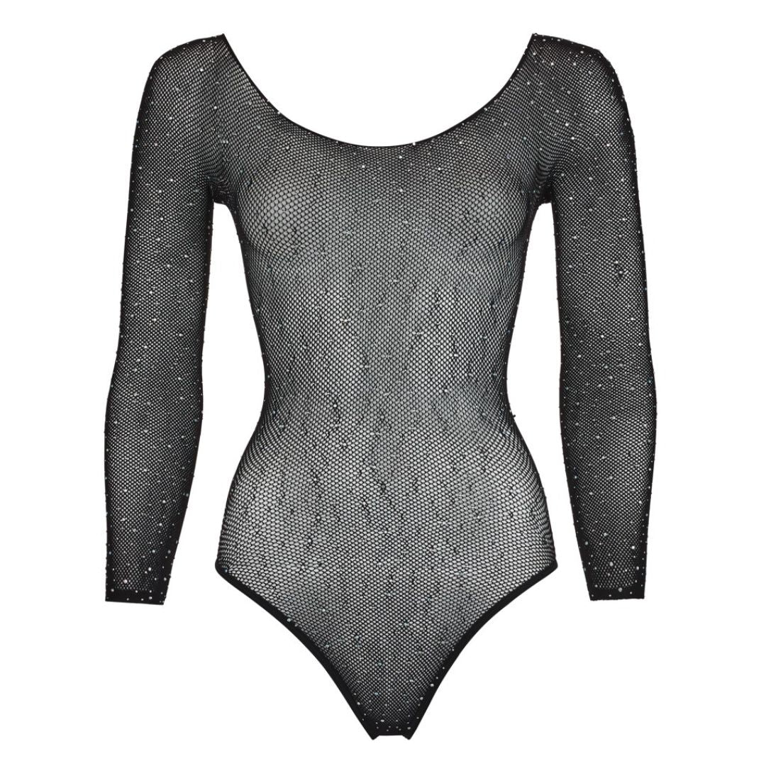 Elastischer Body aus Netz mit Glitzersteinchen