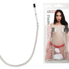LUX FETISH Adjustable Tweezer Nipple Clips with Chain LUX FETISH Adjustable Tweezer Nipple Clips with Chain