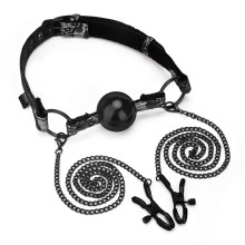 STEAMY SHADES Ball Gag with Nipple Clamps STEAMY SHADES Ball Gag with Nipple Clamps