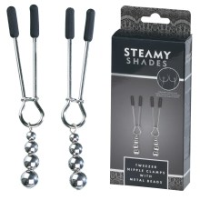 STEAMY SHADES Tweezer Nipple Clamps with Metal Beads STEAMY SHADES Tweezer Nipple Clamps with Metal Beads
