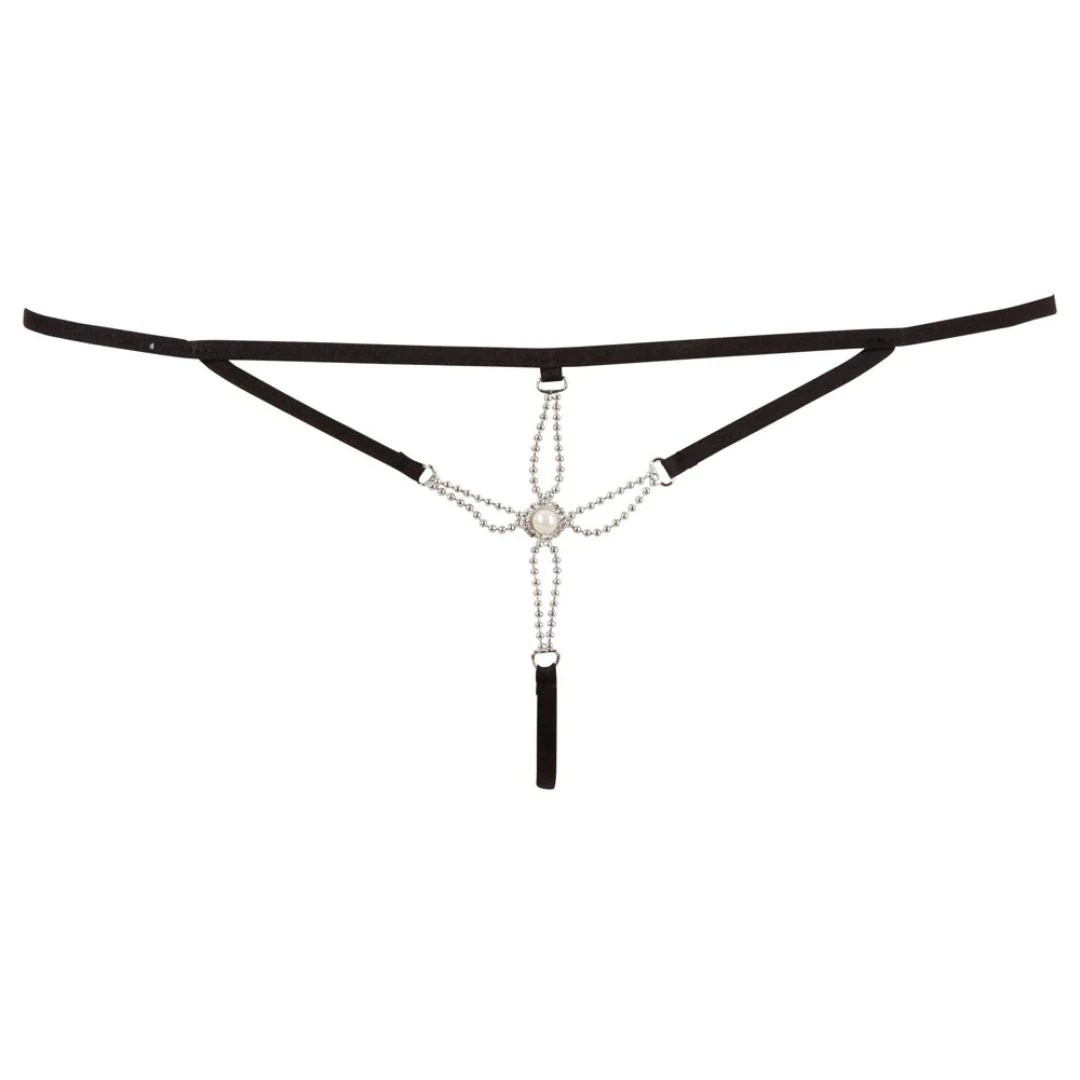 String mit Perlenverzierung und Riemchen
