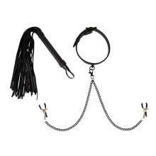 Halsfessel mit Nippelklemmen plus Peitsche Halsfessel mit Nippelklemmen plus Peitsche