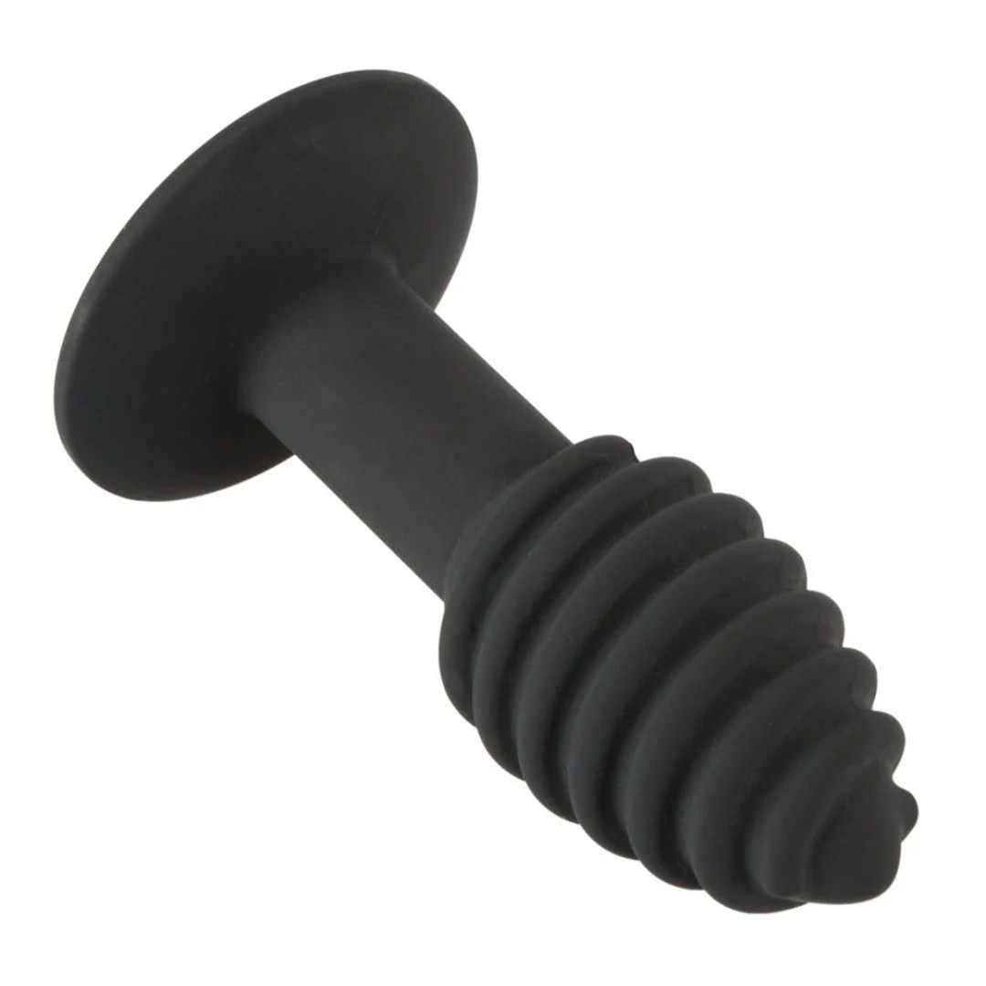 Vibro-Analplug mit ausgeprägter Rillenstruktur