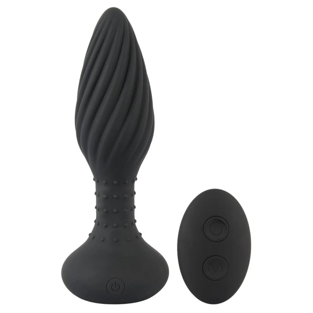Vibro-Analplug im Spiral-Design mit Rotation und Fernbedienung