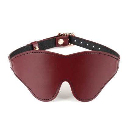 Wine Red – Leather Blindfold with Rose Gold Buckle Wine Red – Leather Blindfold with Rose Gold Buckle