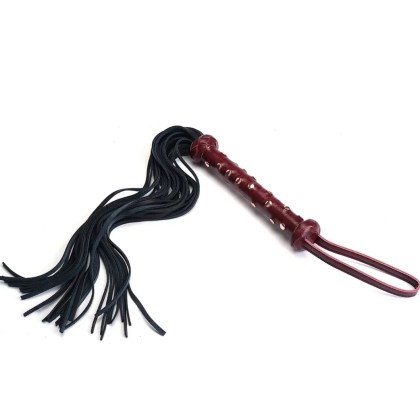 Wine Red Deluxe Cow Leather Heavy Flogger with Studded Handle Wine Red Deluxe Cow Leather Heavy Flogger with Studded Handle