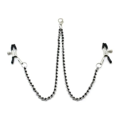 Black Beads Chains And Nipple Clamps (Two Colours) Black Beads Chains And Nipple Clamps (Two Colours)
