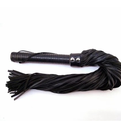 Flogger With Leather Handle & Stripes Black Flogger With Leather Handle & Stripes Black