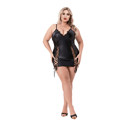 White Label - Lace-Up Wetlook Mini Dress White Label - Lace-Up Wetlook Mini Dress