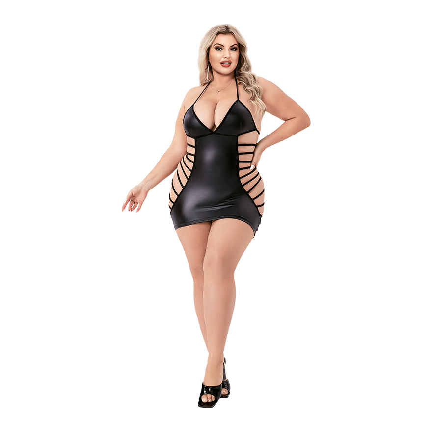 White Label - Strappy Wetlook Mini Dress