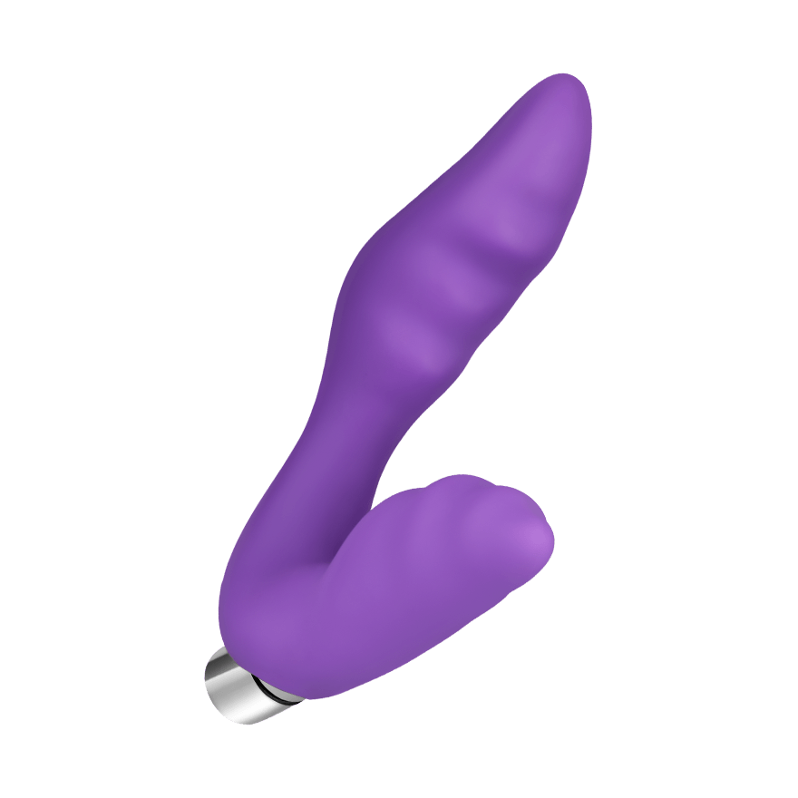 Analvibrator mit Dammreizer aus Silikon, 14 cm