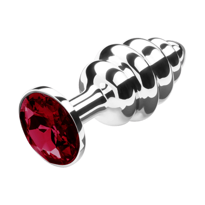 Gerillter Analplug mit Kristall, 7 cm Gerillter Analplug mit Kristall, 7 cm