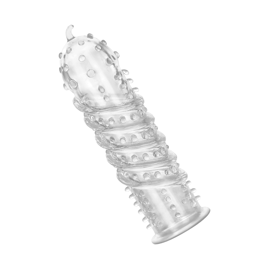 Penishülle mit Rippen- und Noppenstruktur, 15,5 cm