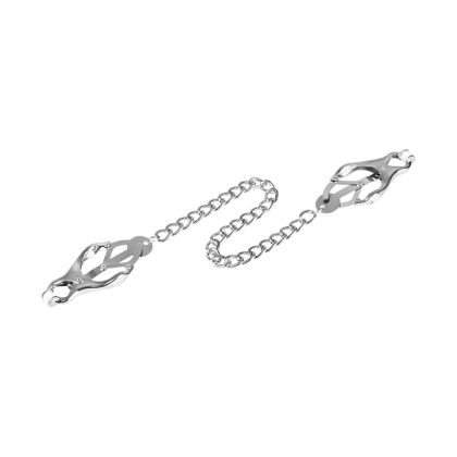 Gummierte Klemme mit Verbindungskette Gummierte Klemme mit Verbindungskette