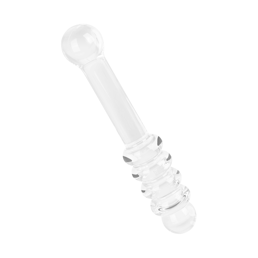 Glasdildo mit Kugelstruktur, 16,5 cm