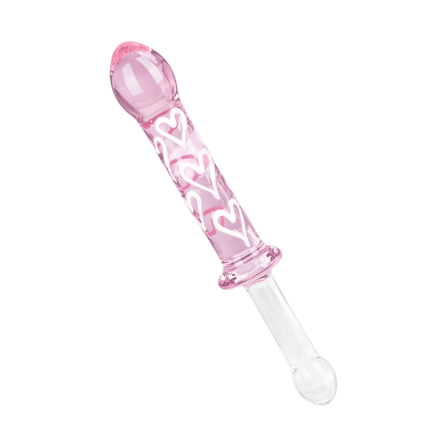 Glasdildo mit Herz-Applikation, 22 cm