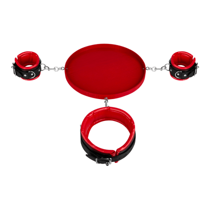 Hals- und Handfesseln mit Tablett, 4 Teile Hals- und Handfesseln mit Tablett, 4 Teile