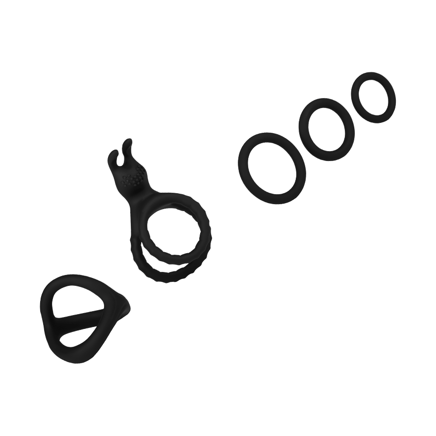 Vielseitiges Penisring-Set aus Silikon, 5 Teile