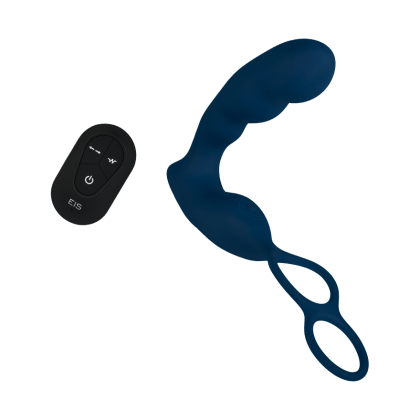 Prostata-Vibrator mit integriertem Penis- und Hodenring, 18 cm Prostata-Vibrator mit integriertem Penis- und Hodenring, 18 cm