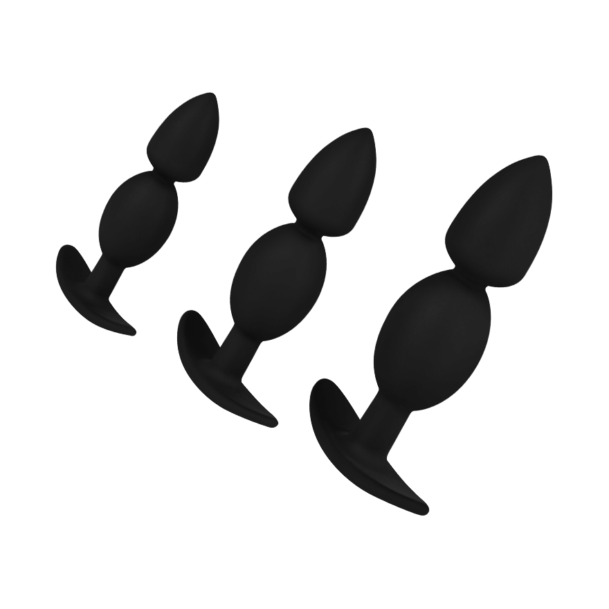 Analplug-Set aus Silikon, 3 Teile, 8,5 - 12 cm
