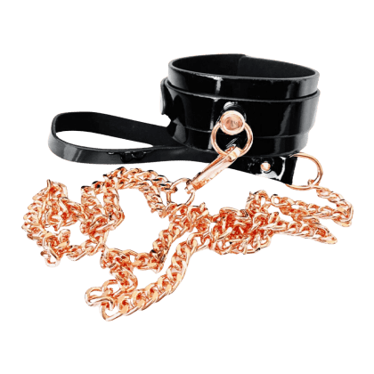 High Gloss Bondage O-Ring Collar & Leash High Gloss Bondage O-Ring Collar & Leash