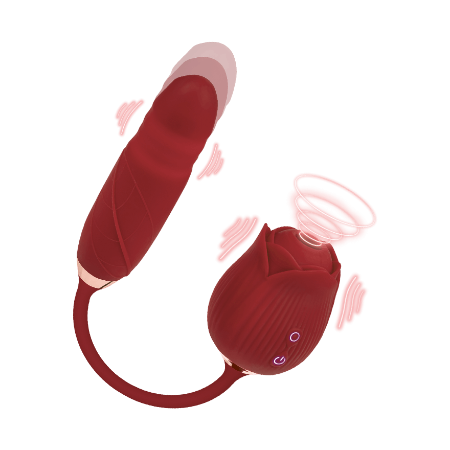 2-in-1 Vibrator Suck & Flick, 30 cm