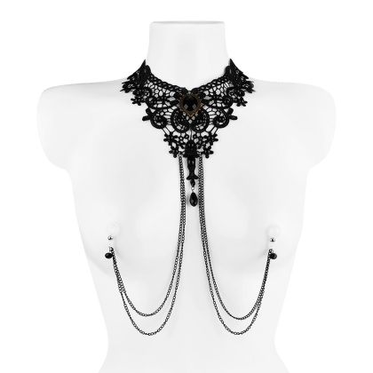 Spitzen-Collier mit Nippelklemmen Spitzen-Collier mit Nippelklemmen