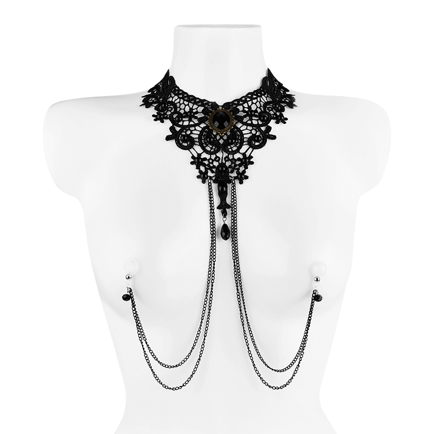 Spitzen-Collier mit Nippelklemmen