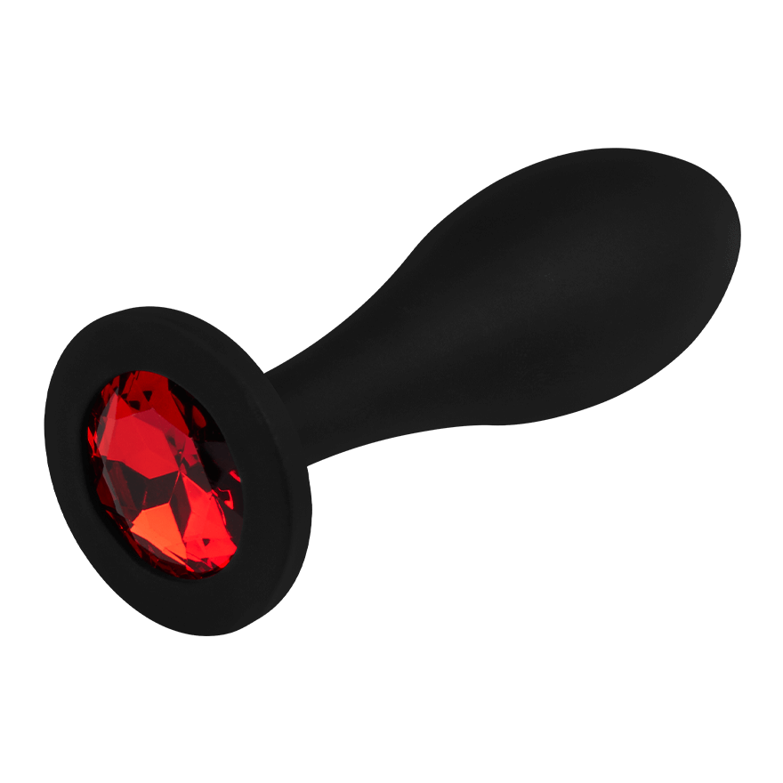 Silikon-Analplug mit Schmuckstein - Größe M, 9,5 cm