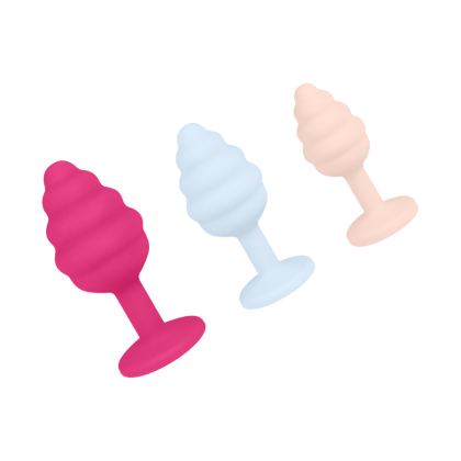 Strukturiertes Analplug-Set aus Silikon, 3 Stück Strukturiertes Analplug-Set aus Silikon, 3 Stück