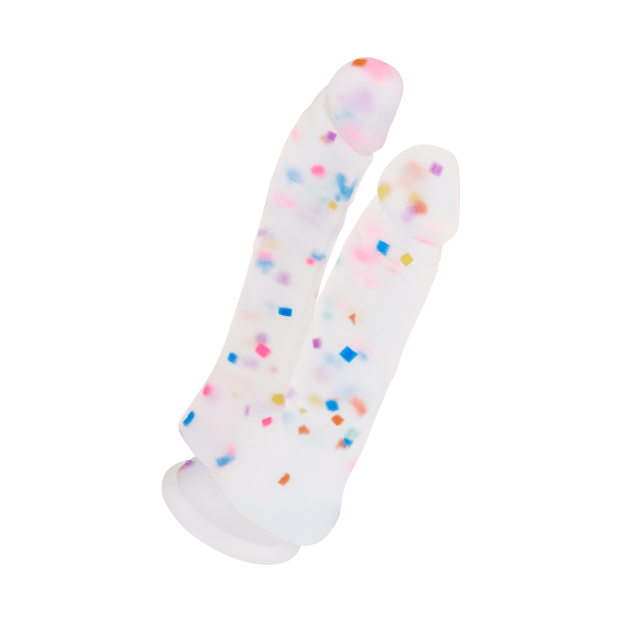 Silikon-Doppeldildo mit Konfetti, 17,5 cm