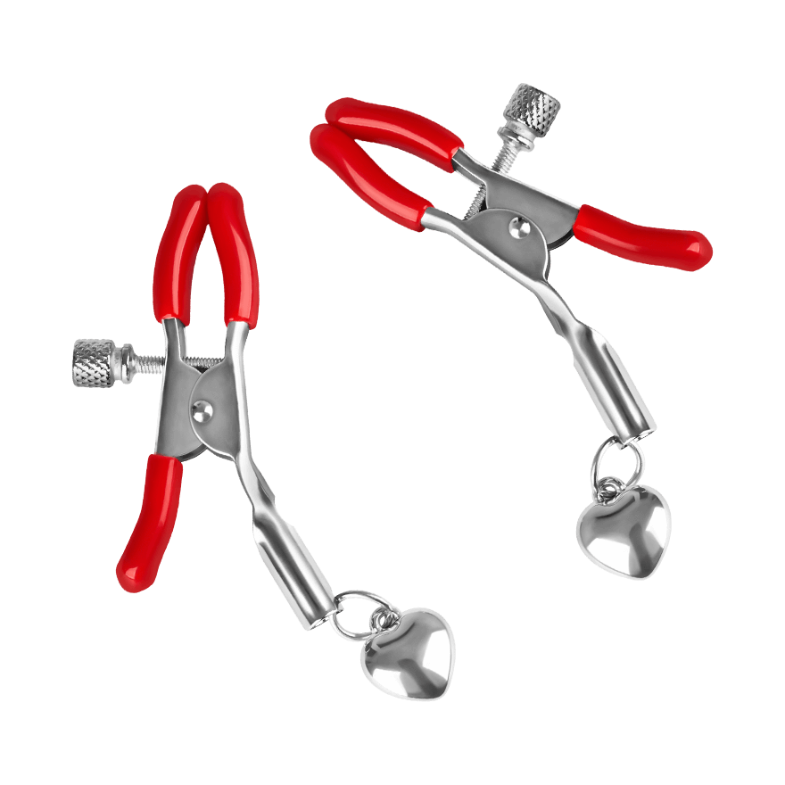 Klassische Nippelklemmen mit Herz-Anhänger